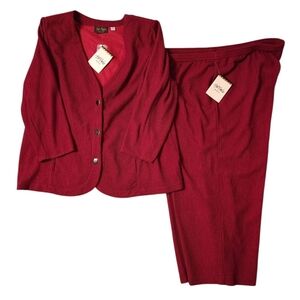 Bob Mackie Wearable Art Burgundy 2-Piece Set – Blazer and Slacks NWT
